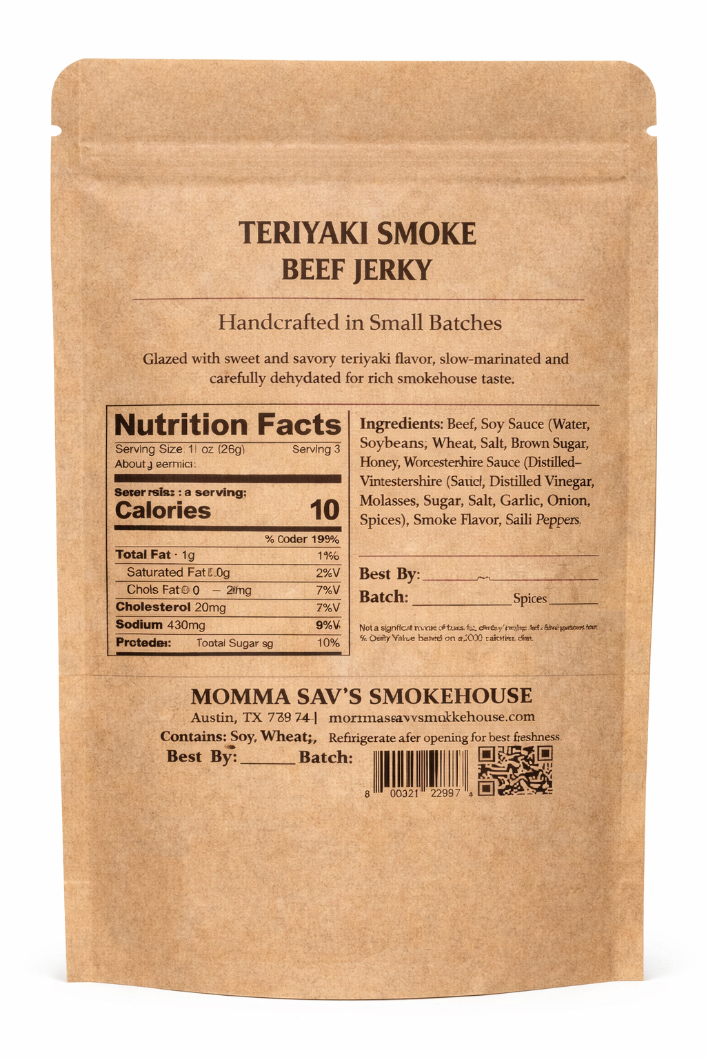 Teriyaki Smoke Beef Jerkey